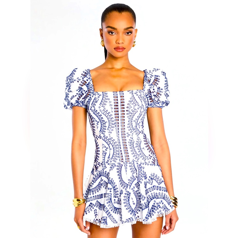 Charo Ruiz Navy and White Patterned Mini Dress